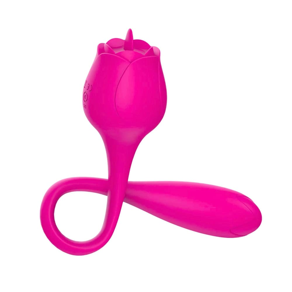 Stimolatore Clitorideo Licking Vibratore Punto G a forma di Rosa Lecca e Vibra - 1