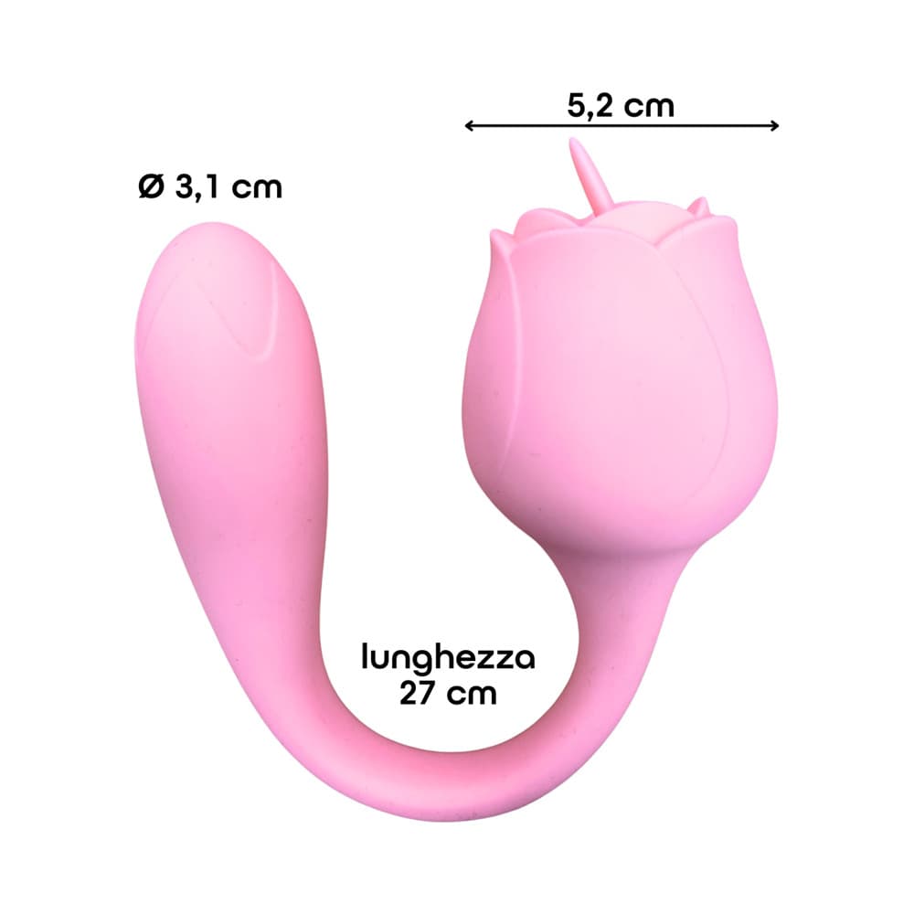 Stimolatore Clitorideo Licking Vibratore Punto G a forma di Rosa Lecca e Vibra - 19
