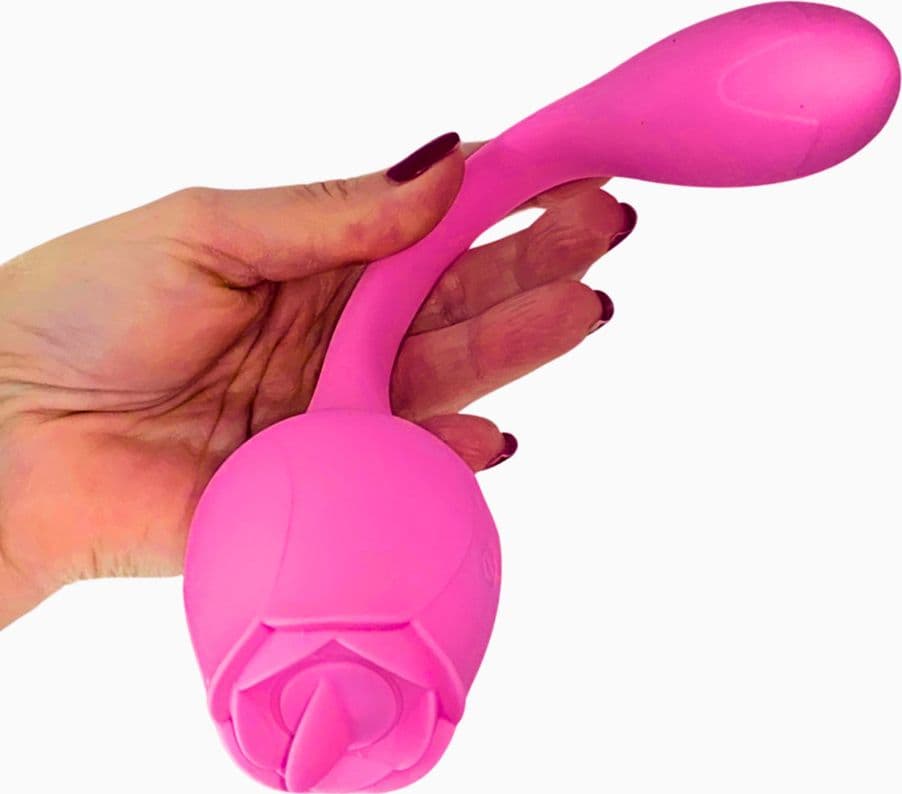 Stimolatore Clitorideo Licking Vibratore Punto G a forma di Rosa Lecca e Vibra - 2