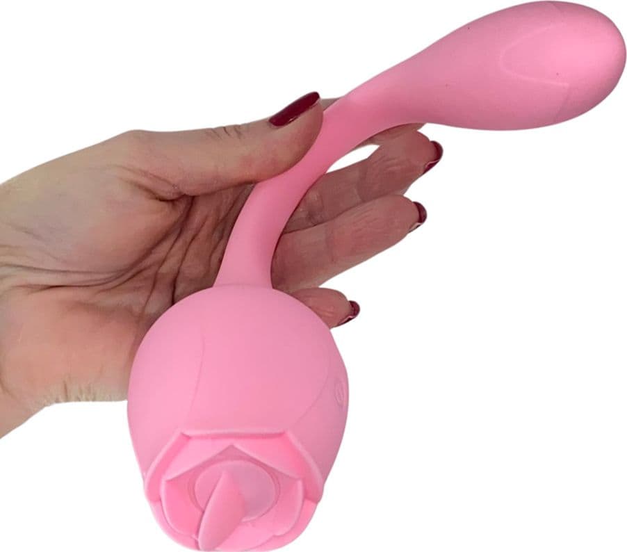 Stimolatore Clitorideo Licking Vibratore Punto G a forma di Rosa Lecca e Vibra - 11