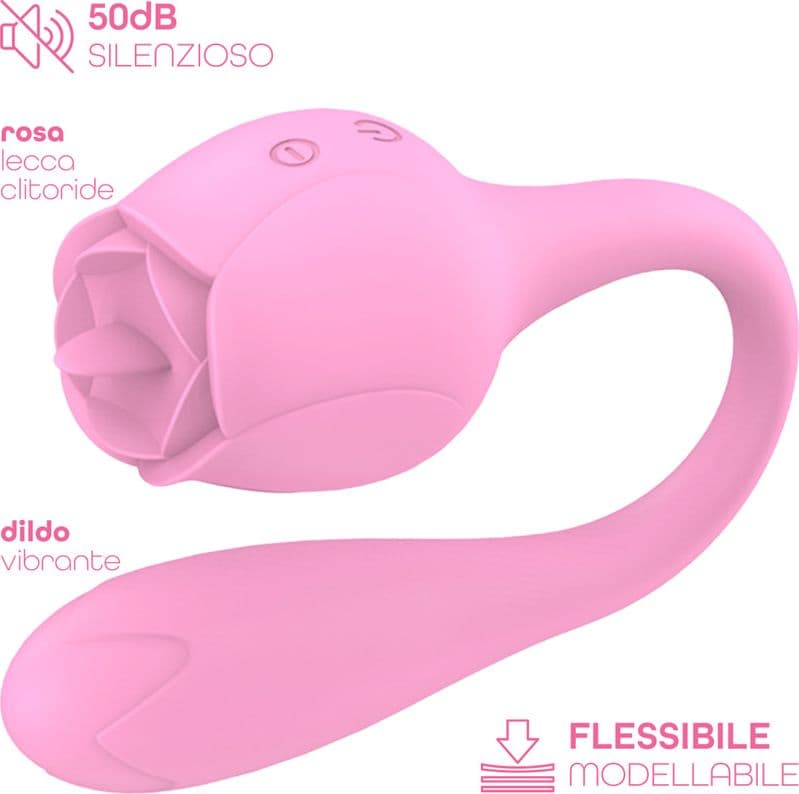 Stimolatore Clitorideo Licking Vibratore Punto G a forma di Rosa Lecca e Vibra - 12