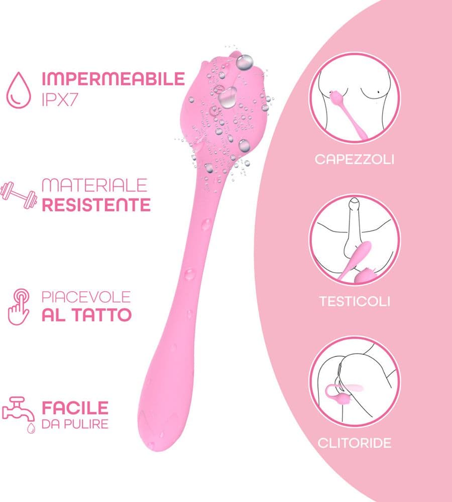 Stimolatore Clitorideo Licking Vibratore Punto G a forma di Rosa Lecca e Vibra - 13
