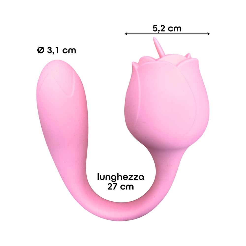 Stimolatore Clitorideo Licking Vibratore Punto G a forma di Rosa Lecca e Vibra - 14