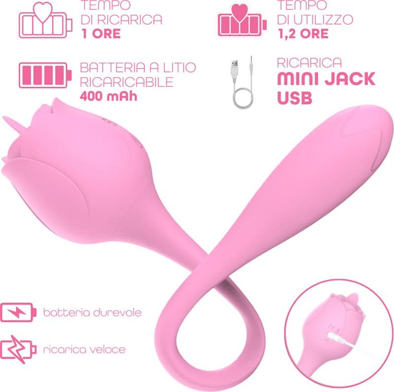 Stimolatore Clitorideo Licking Vibratore Punto G a forma di Rosa Lecca e Vibra - 15
