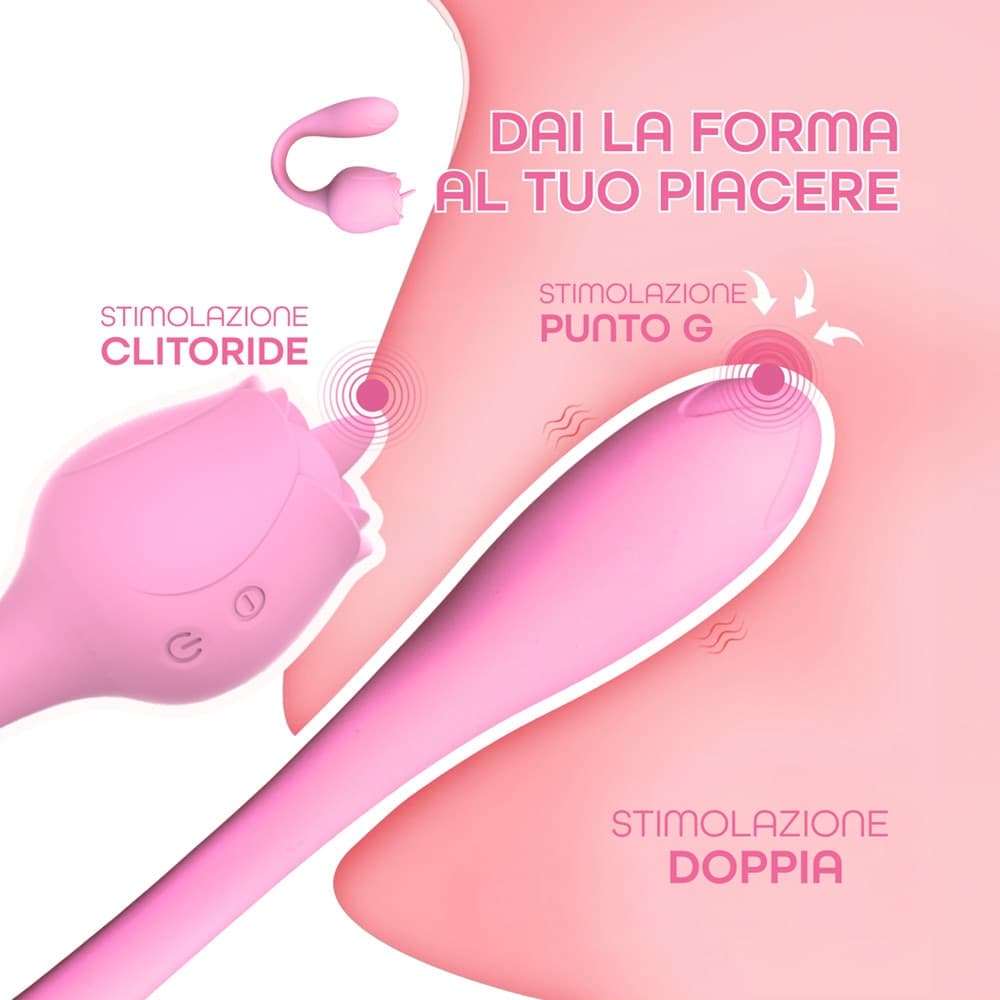 Stimolatore Clitorideo Licking Vibratore Punto G a forma di Rosa Lecca e Vibra - 16