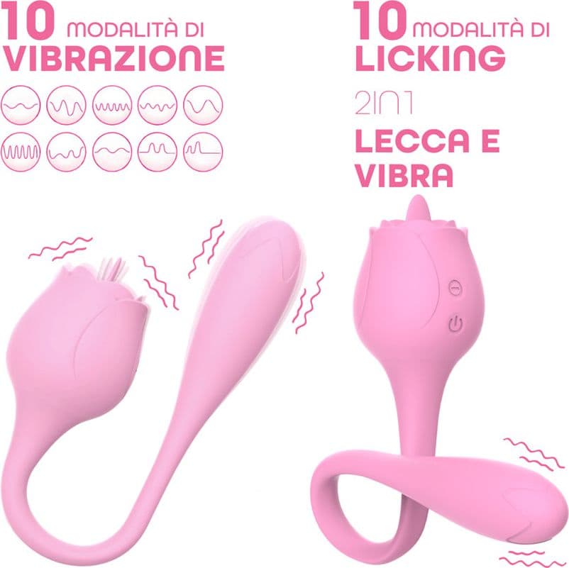 Stimolatore Clitorideo Licking Vibratore Punto G a forma di Rosa Lecca e Vibra - 17