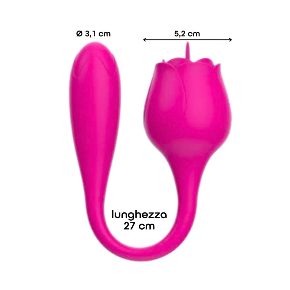 Stimolatore Clitorideo Licking Vibratore Punto G a forma di Rosa Lecca e Vibra - 5