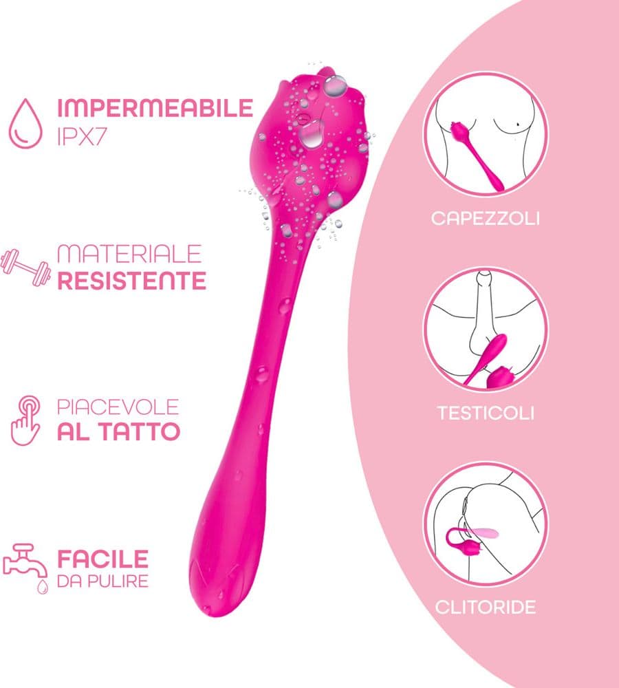 Stimolatore Clitorideo Licking Vibratore Punto G a forma di Rosa Lecca e Vibra - 7