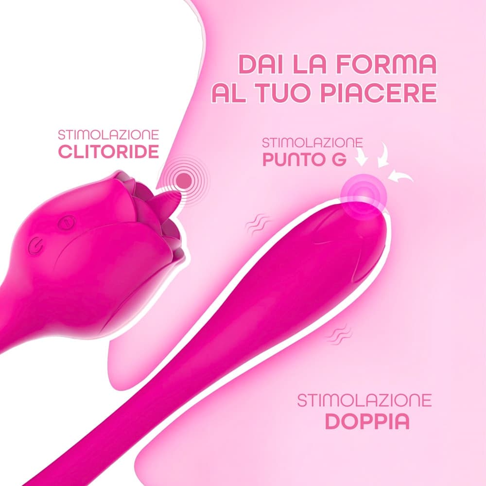 Stimolatore Clitorideo Licking Vibratore Punto G a forma di Rosa Lecca e Vibra - 8