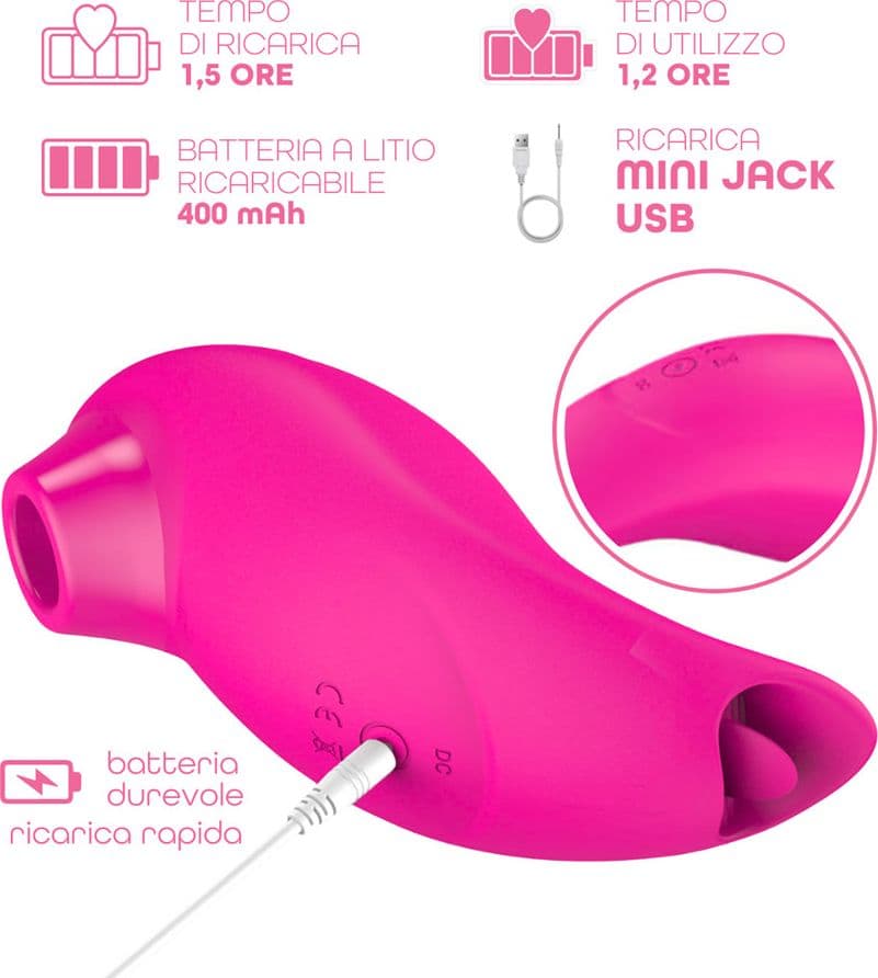 Succhia e Lecca Clitoride 2in1 Vibratore con Lingua doppio Stimolatore a Suzione - 2