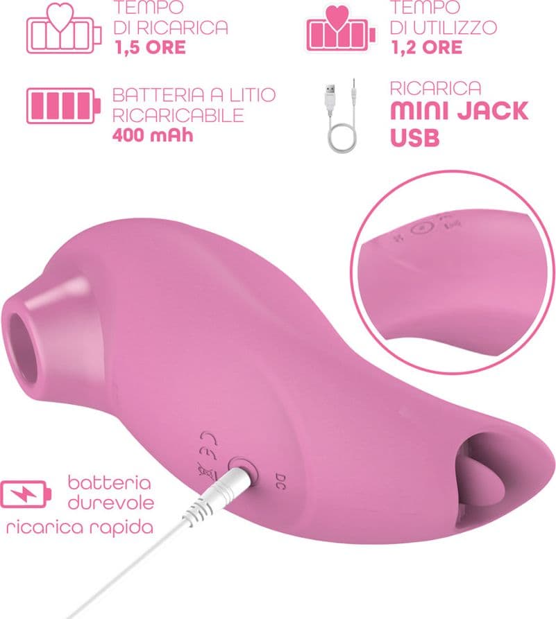 Succhia e Lecca Clitoride 2in1 Vibratore con Lingua doppio Stimolatore a Suzione - 18