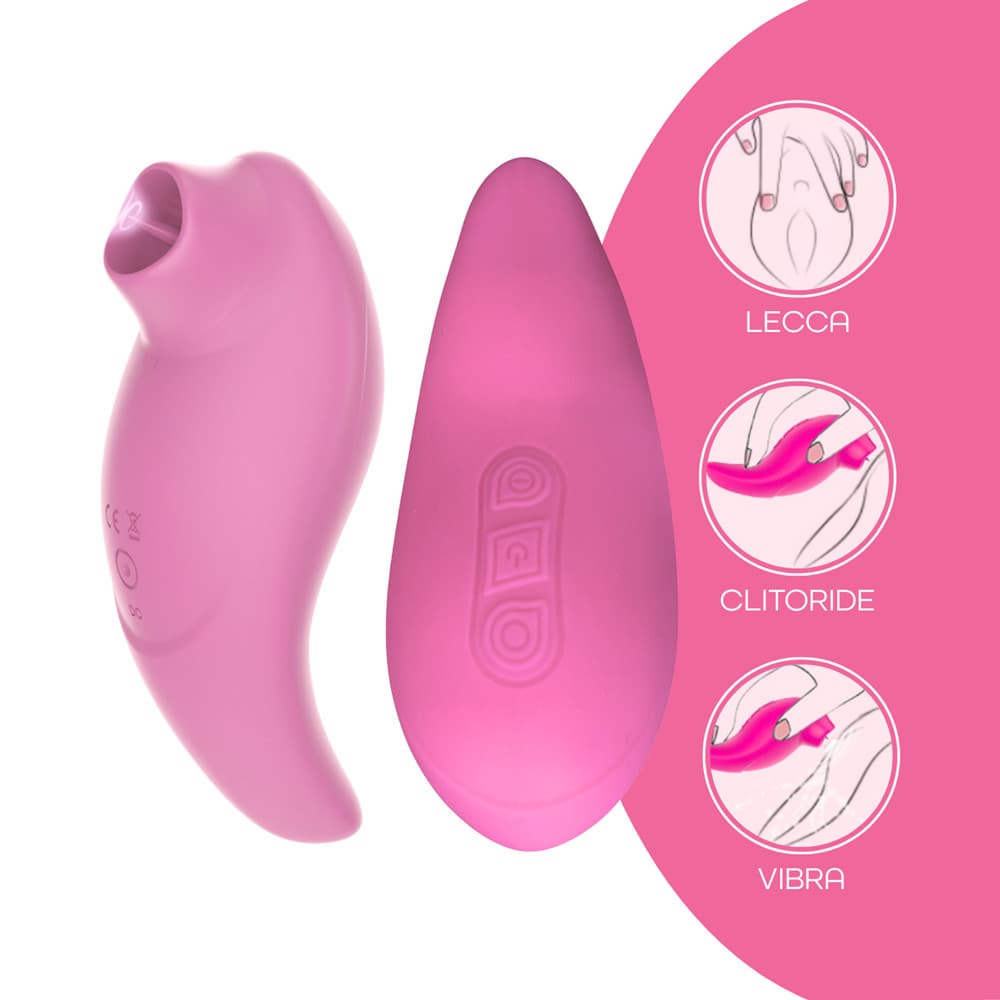 Stimolatore Clitoride 2in1 Vibra e Lecca Vibratore Multifunzione Licking Silicone - 19