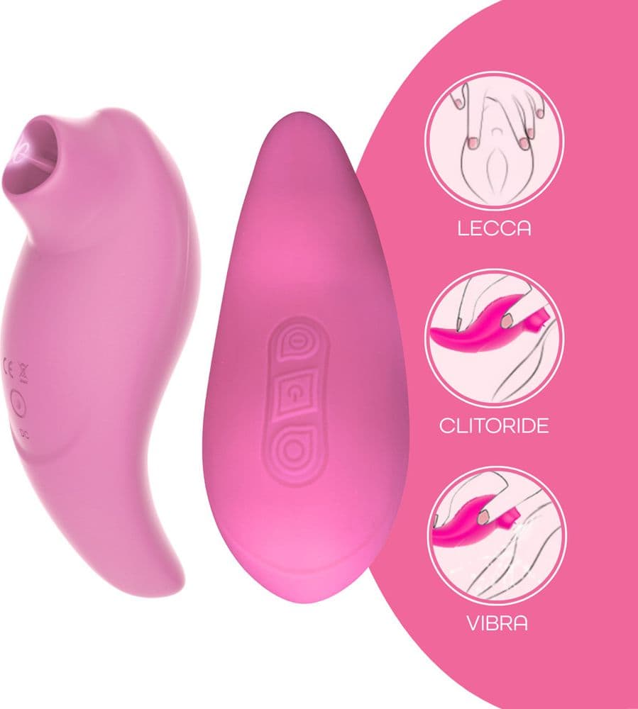 Stimolatore Clitoride 2in1 Vibra e Lecca Vibratore Multifunzione Licking Silicone - 14