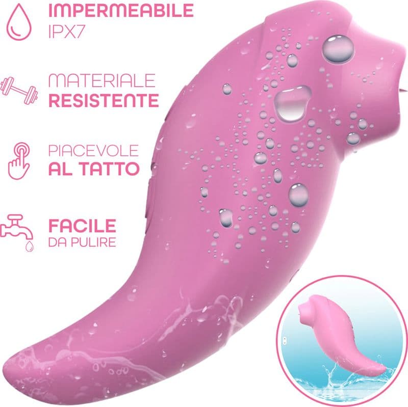 Stimolatore Clitoride 2in1 Vibra e Lecca Vibratore Multifunzione Licking Silicone - 15