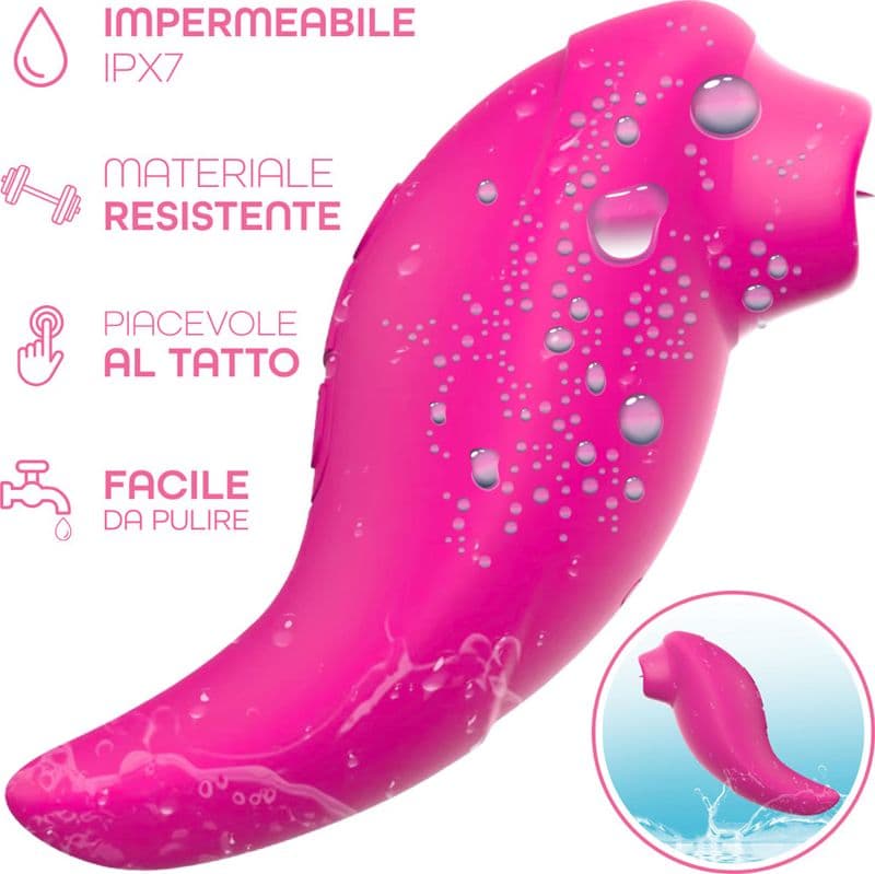 Stimolatore Clitoride 2in1 Vibra e Lecca Vibratore Multifunzione Licking Silicone - 4