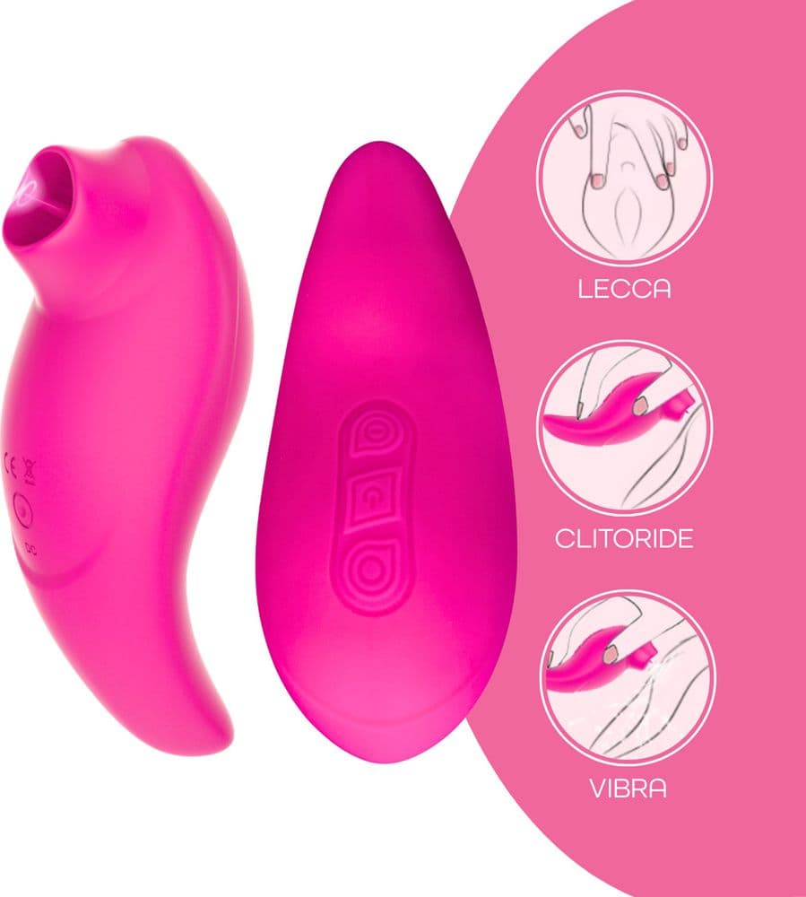 Stimolatore Clitoride 2in1 Vibra e Lecca Vibratore Multifunzione Licking Silicone - 5