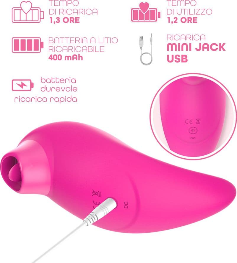 Stimolatore Clitoride 2in1 Vibra e Lecca Vibratore Multifunzione Licking Silicone - 9
