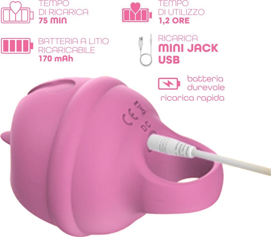 Lecca Clitoride Anello Vibratore con Lingua Stimolatore in Silicone Licking USB - 14