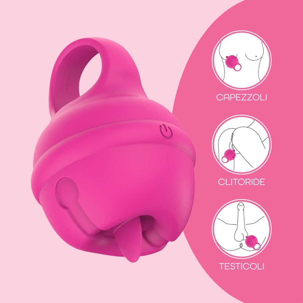 Lecca Clitoride Anello Vibratore con Lingua Stimolatore in Silicone Licking USB - 8