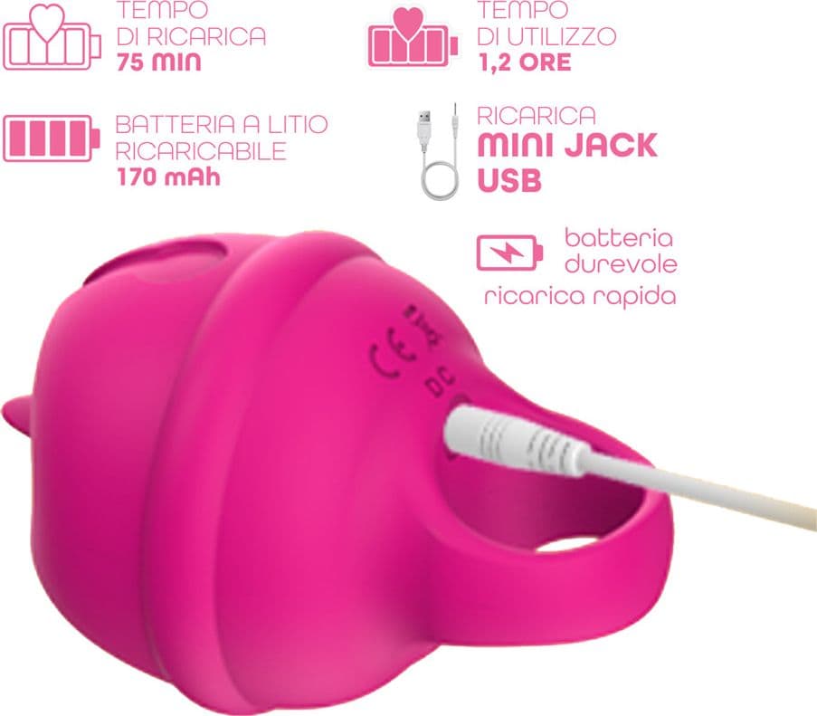 Lecca Clitoride Anello Vibratore con Lingua Stimolatore in Silicone Licking USB - 9