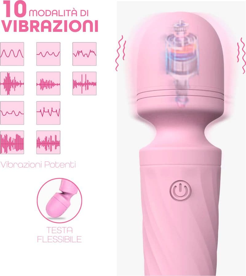 Wand Massager Vibratore in Silicone Stimolatore Clitorideo Massaggiatore Mini - 11