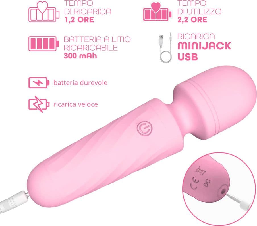 Wand Massager Vibratore in Silicone Stimolatore Clitorideo Massaggiatore Mini - 12