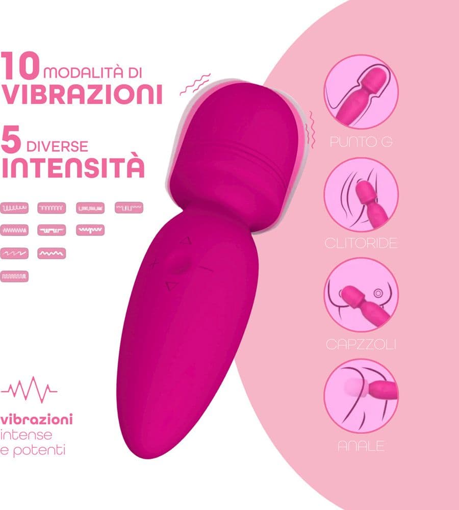 Wand Massager Vibratore Massaggiatore Ricaricabile con 10 Modalità di Vibrazione - 6