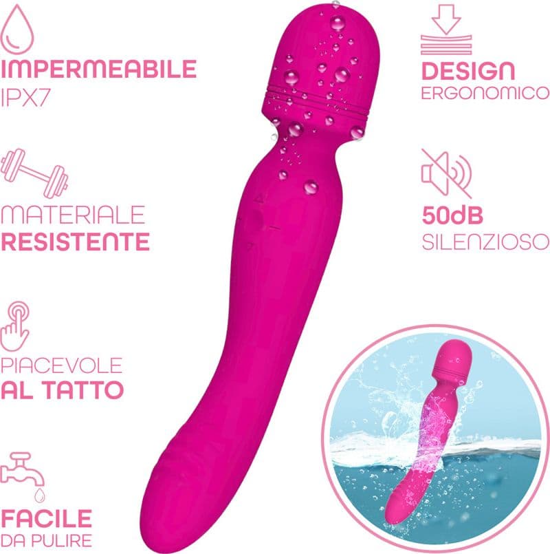 Wand Massager Vibratore Potente Dildo Massaggiatore in Silicone doppia Vibrazione - 15