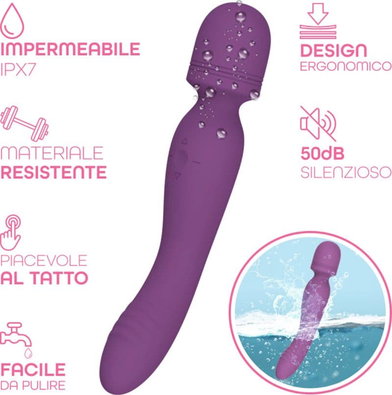 Wand Massager Vibratore Potente Dildo Massaggiatore in Silicone doppia Vibrazione - 3