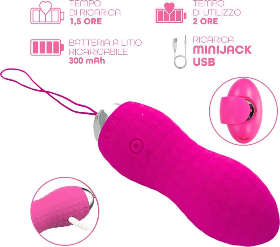 Ovetto Vibrante Telecomandato con 10 Modalità di Vibrazione in Silicone Sex Toy - 2