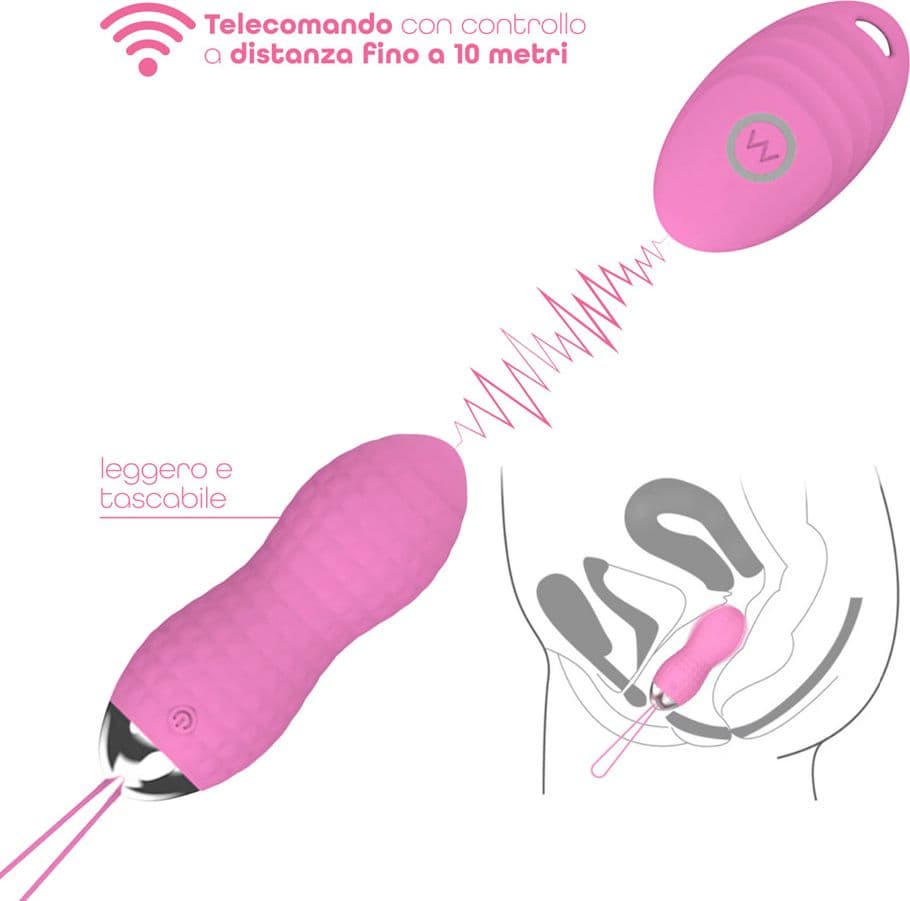 Ovetto Vibrante Telecomandato con 10 Modalità di Vibrazione in Silicone Sex Toy - 12