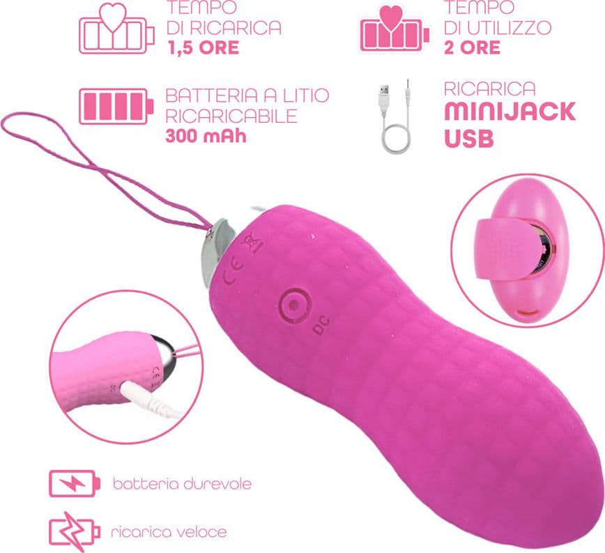 Ovetto Vibrante Telecomandato con 10 Modalità di Vibrazione in Silicone Sex Toy - 13