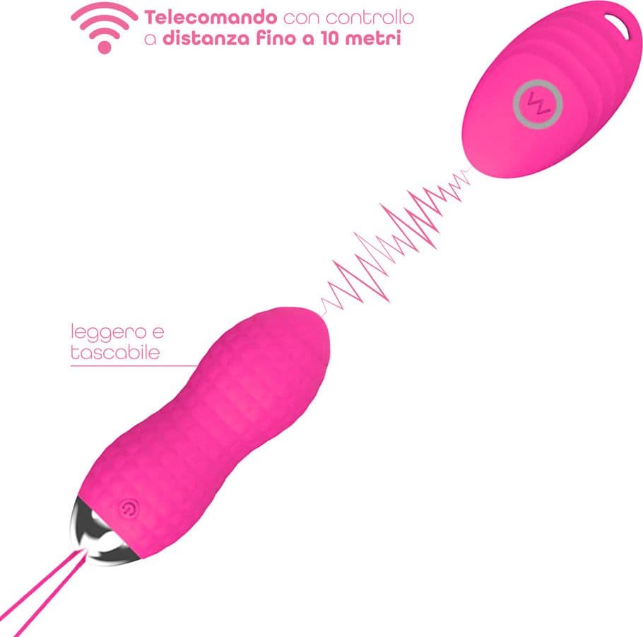 Ovetto Vibrante Telecomandato con 10 Modalità di Vibrazione in Silicone Sex Toy - 6