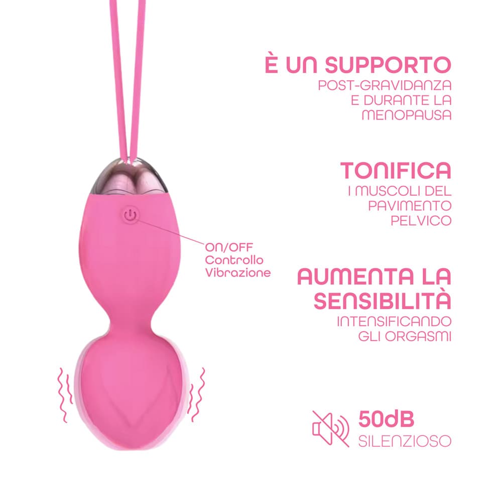 Ovetto Vibrante Doppia Sfera Telecomandato con 10 Modalità Vibratore in Silicone - 20