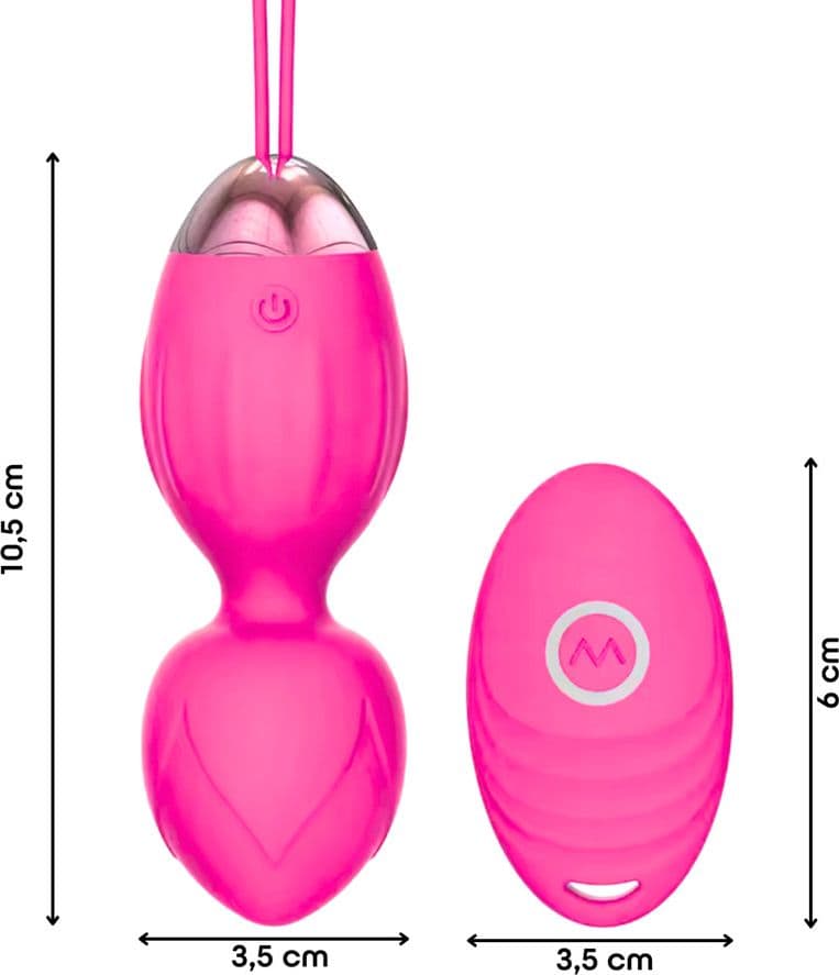 Ovetto Vibrante Doppia Sfera Telecomandato con 10 Modalità Vibratore in Silicone - 2