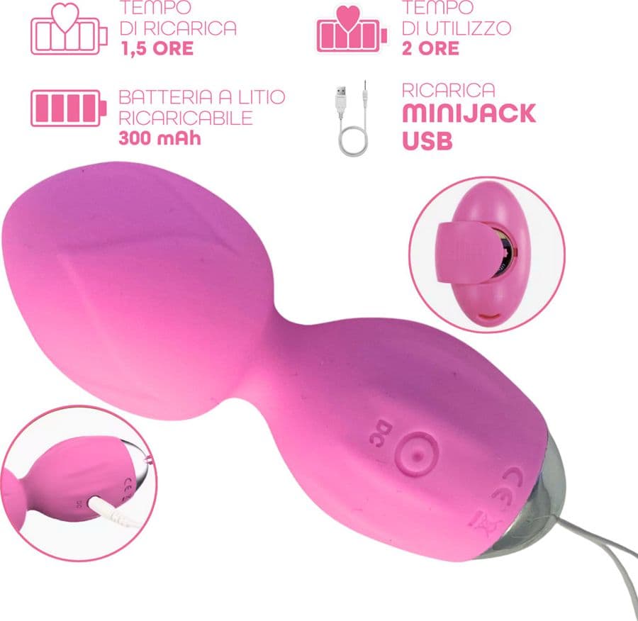Ovetto Vibrante Doppia Sfera Telecomandato con 10 Modalità Vibratore in Silicone - 14
