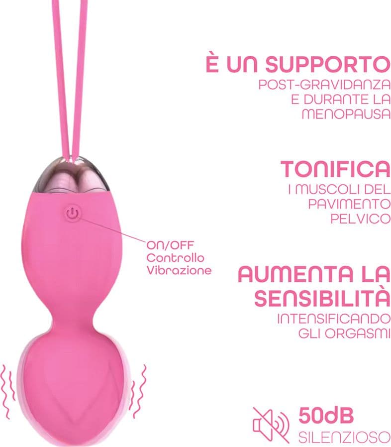 Ovetto Vibrante Doppia Sfera Telecomandato con 10 Modalità Vibratore in Silicone - 15