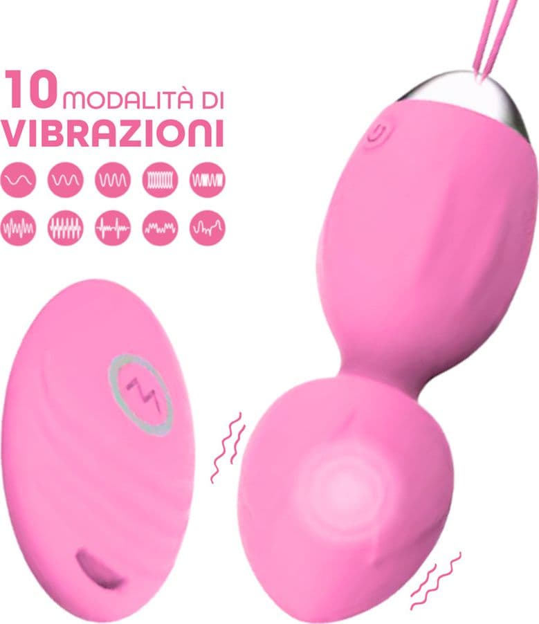 Ovetto Vibrante Doppia Sfera Telecomandato con 10 Modalità Vibratore in Silicone - 16