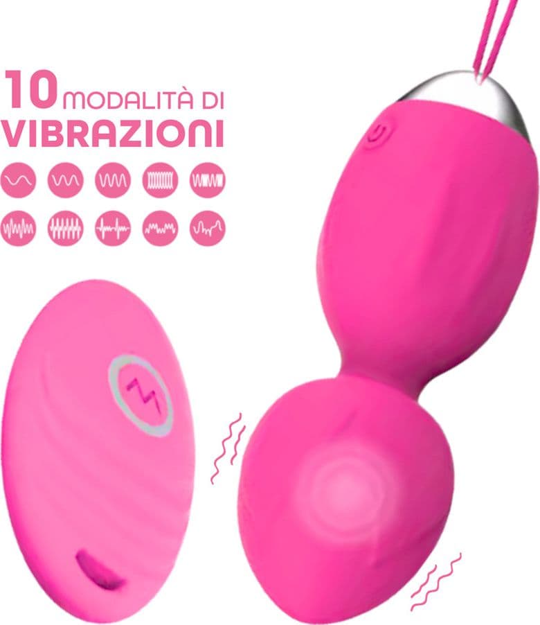 Ovetto Vibrante Doppia Sfera Telecomandato con 10 Modalità Vibratore in Silicone - 7