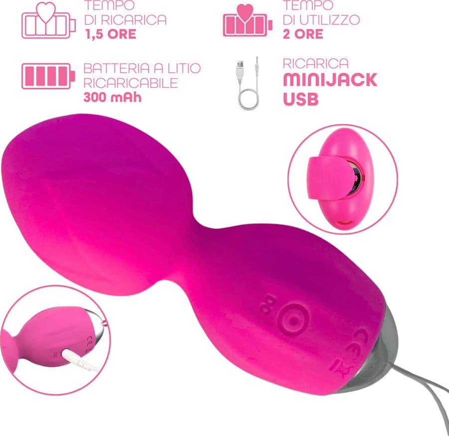 Ovetto Vibrante Doppia Sfera Telecomandato con 10 Modalità Vibratore in Silicone - 8