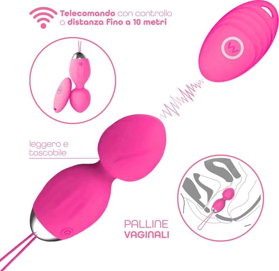 Ovetto Vibrante Doppia Sfera Telecomandato con 10 Modalità Vibratore in Silicone - 9