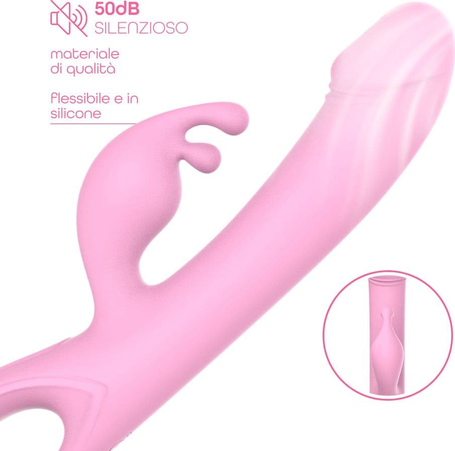 Vibratore Rabbit Doppia Stimolazione Clitoride Punto G Dildo in Silicone Medico - 11