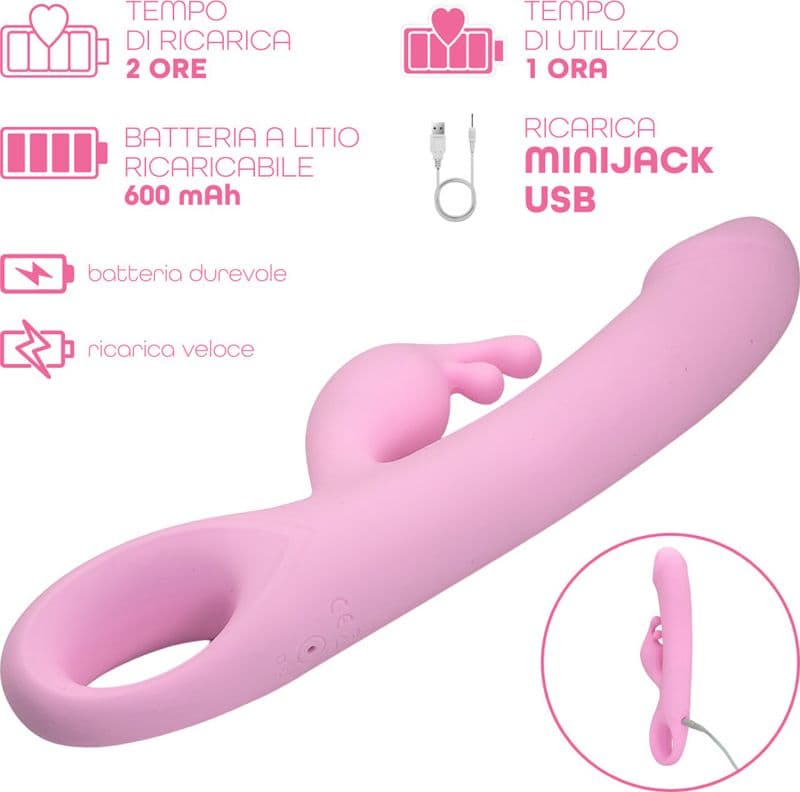 Vibratore Rabbit Doppia Stimolazione Clitoride Punto G Dildo in Silicone Medico - 15
