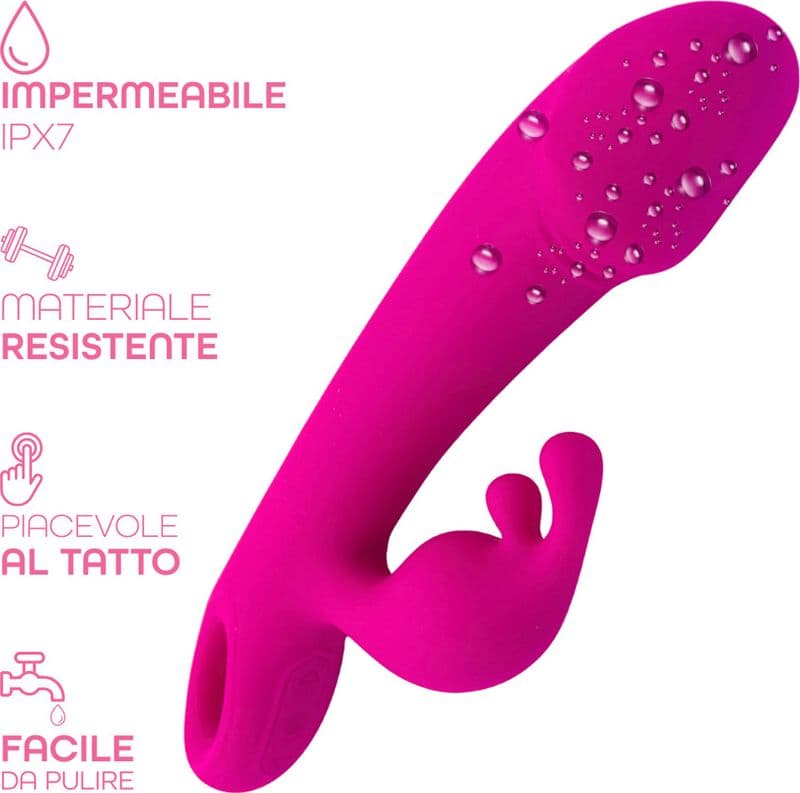 Vibratore Rabbit Doppia Stimolazione Clitoride Punto G Dildo in Silicone Medico - 6