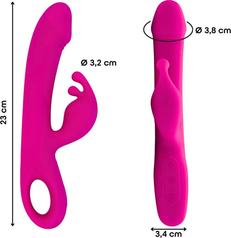 Vibratore Rabbit Doppia Stimolazione Clitoride Punto G Dildo in Silicone Medico - 7