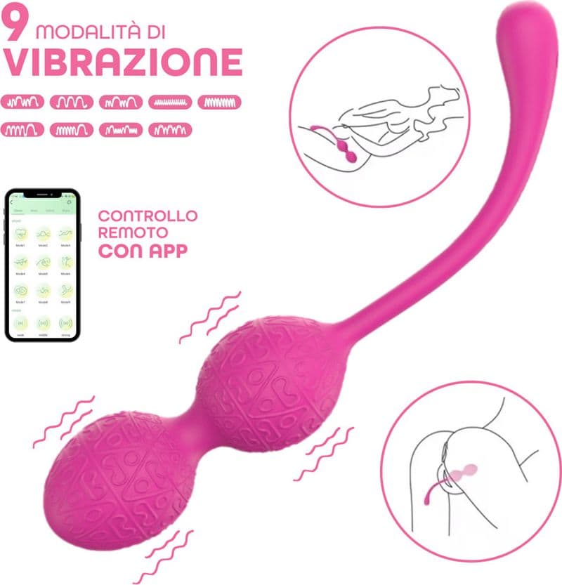 Ovetto Vibrante Stimolatore Palline Vaginali Vibranti Controllo App in Silicone - 3
