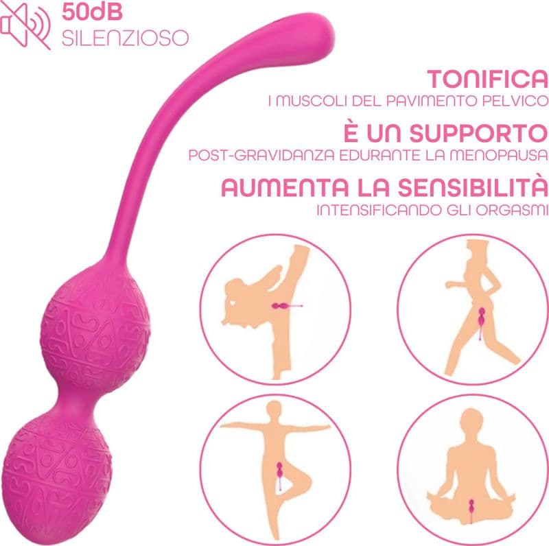 Ovetto Vibrante Stimolatore Palline Vaginali Vibranti Controllo App in Silicone - 5