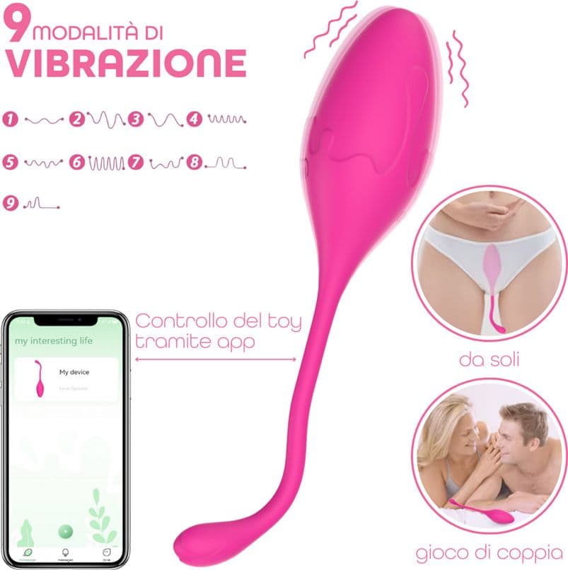 Ovetto Vibrante con App Vibratore Vaginale Indossabile Sex Toy per Coppia USB - 8