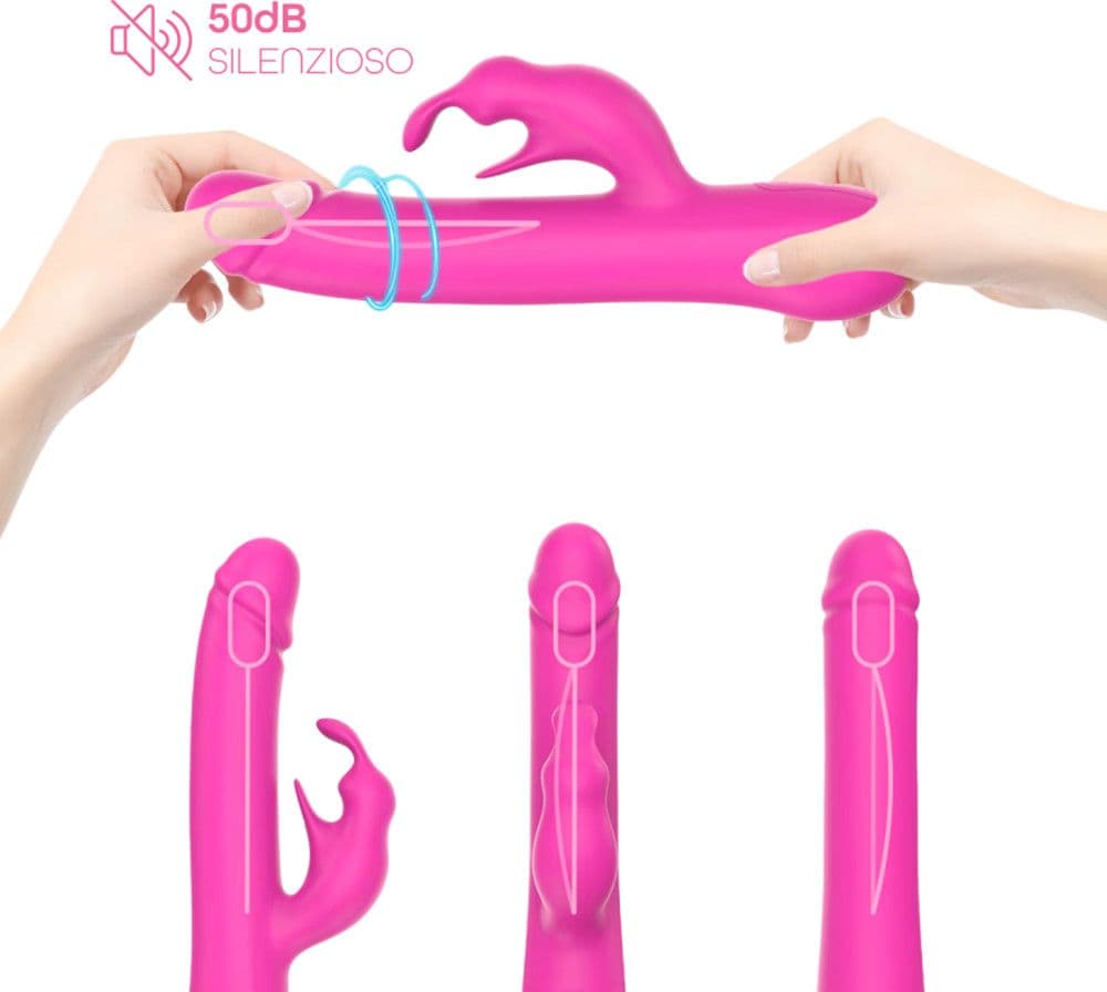 Vibratore Rabbit Rotante Stimolazione Clitoridea e Punto G in Silicone Sex Toy - 2