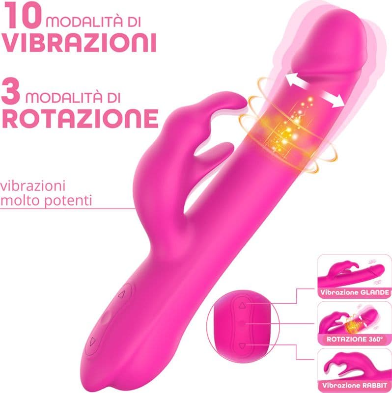 Vibratore Rabbit Rotante Stimolazione Clitoridea e Punto G in Silicone Sex Toy - 5
